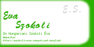 eva szokoli business card